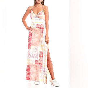 Spaghetti Strap Patchwork Empire Maxi Dress size L